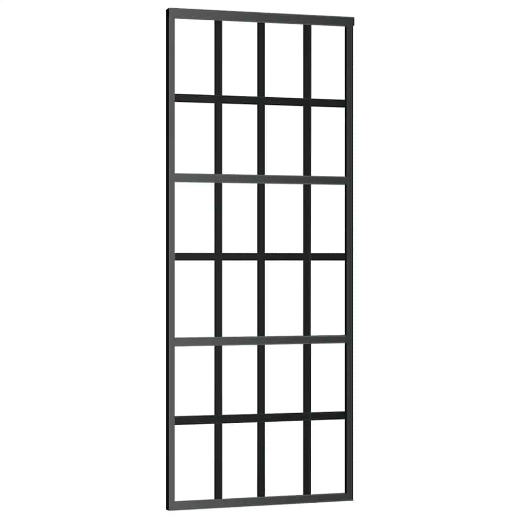 Schiebetür 3-teilig ESG-Glas und Aluminium 76x205 cm Schwarz