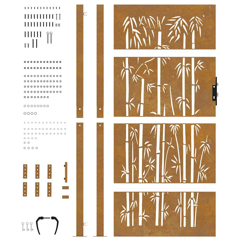 Gartentor 100x75 cm Cortenstahl Bambus-Design