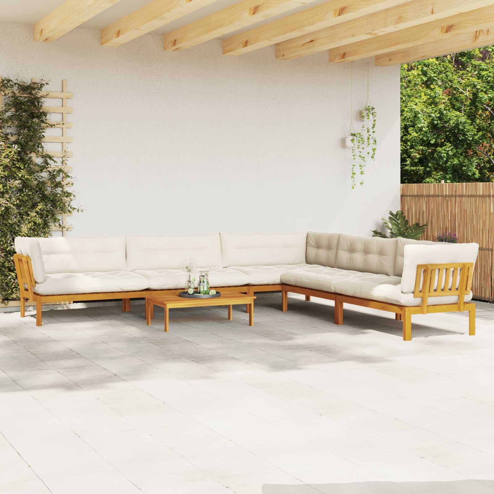 3-tlg. Garten-Sofagarnitur aus Paletten Massivholz Akazie