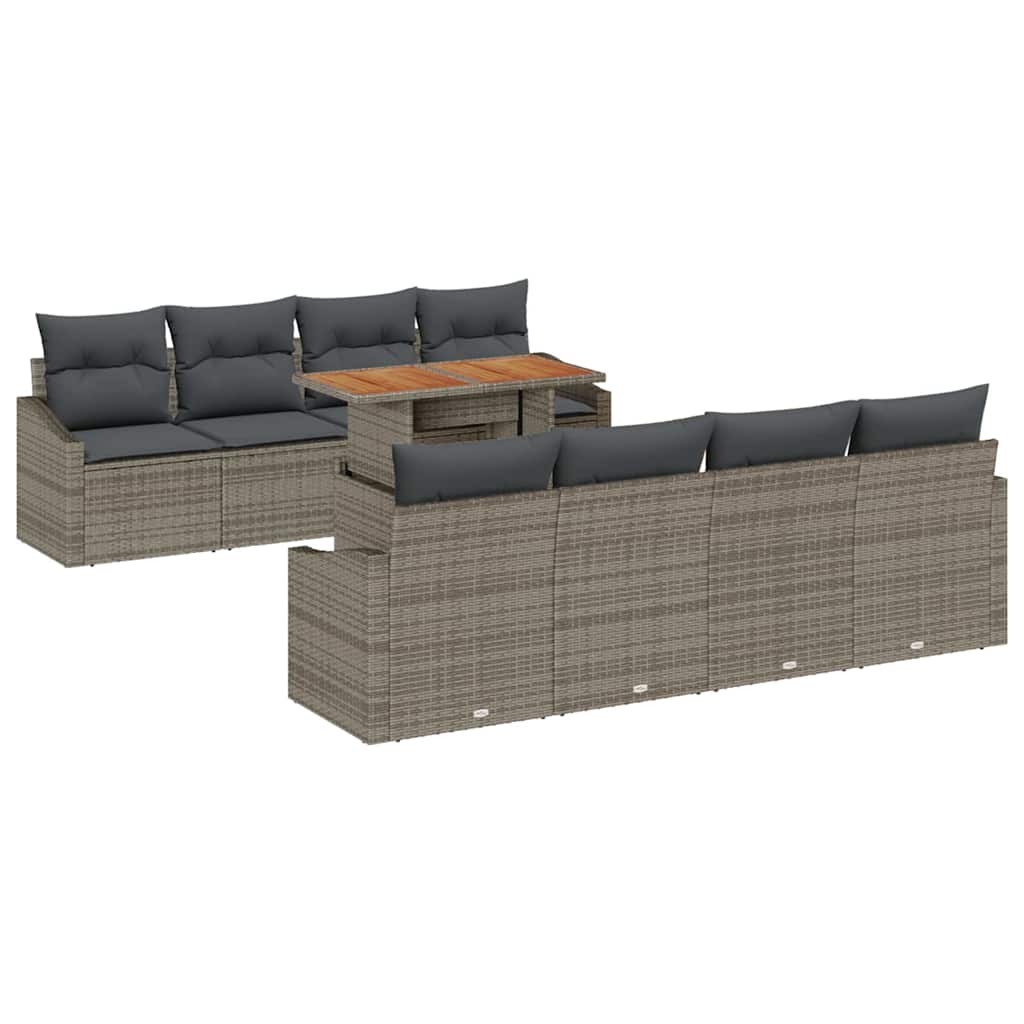 Garten Essgruppe mit Kissen 9 pcs Schwarz und Creme