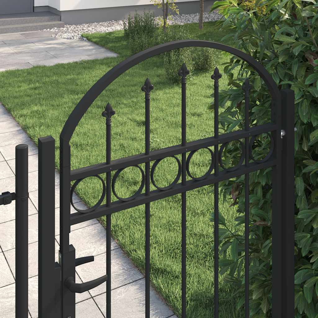 Gartentor ASSEN mit Bogenabschluss Stahl 102 x 125 cm Schwarz