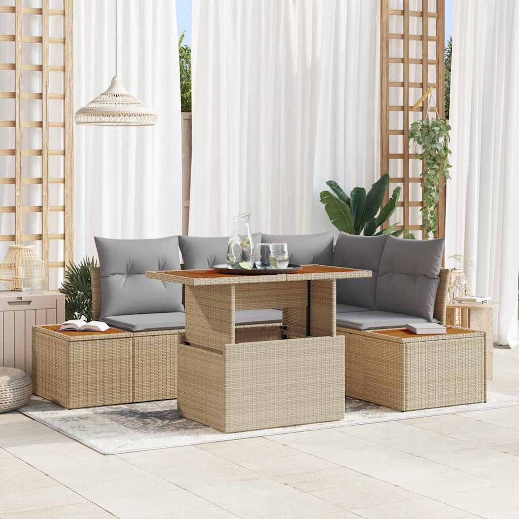 Garten Essgruppe mit Kissen 5 pcs Schwarz und Beige