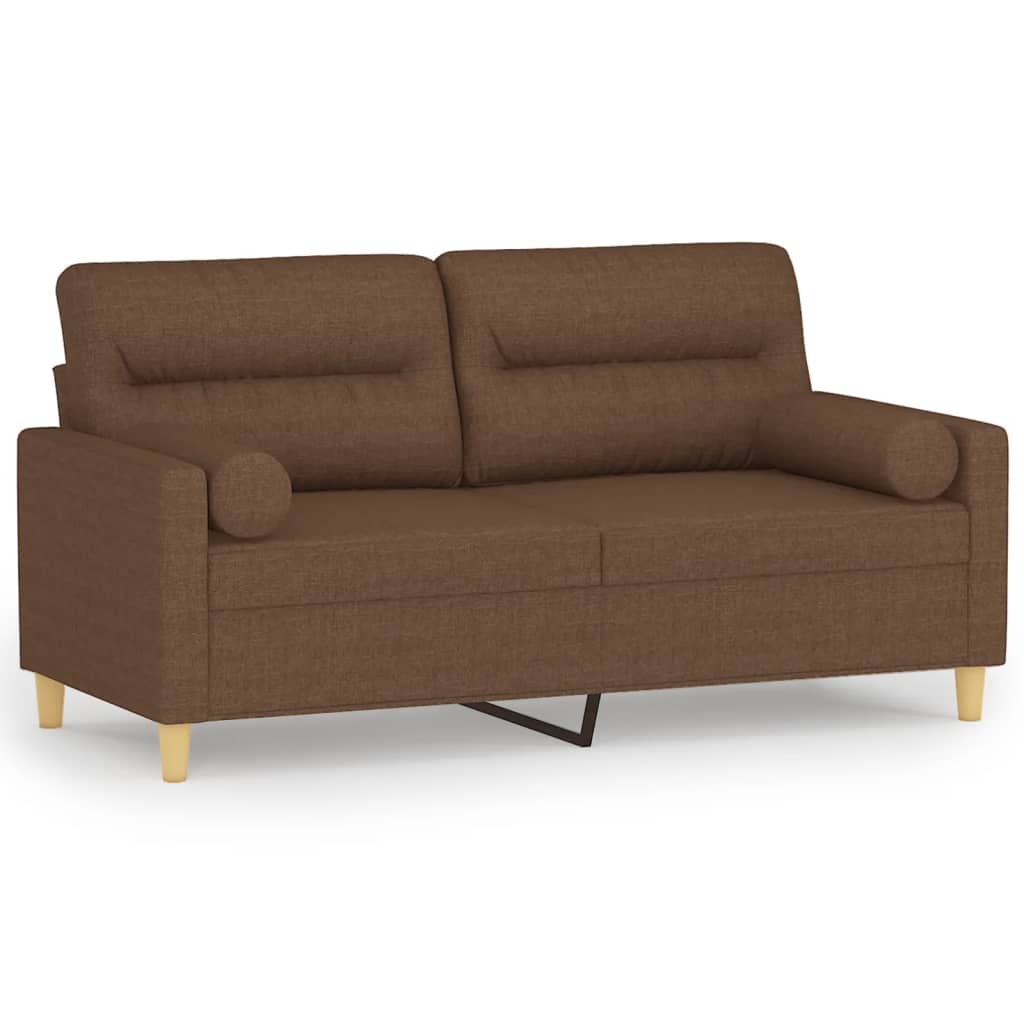 2-Sitzer-Sofa mit Zierkissen Braun 120 cm Stoff