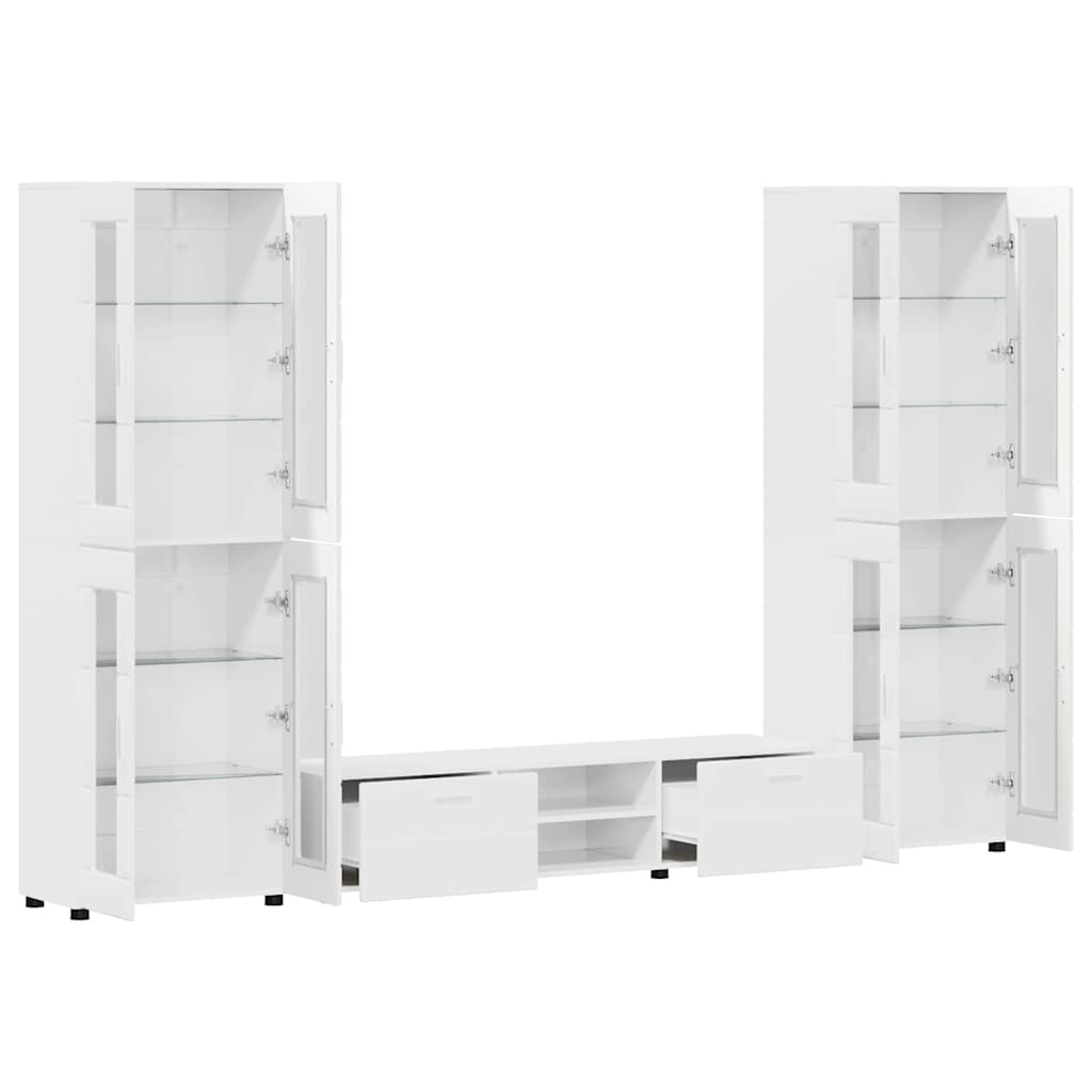 Highboard mit Regal FLORIN Weiß 60 x 35 x 182 cm Holzwerkstoff