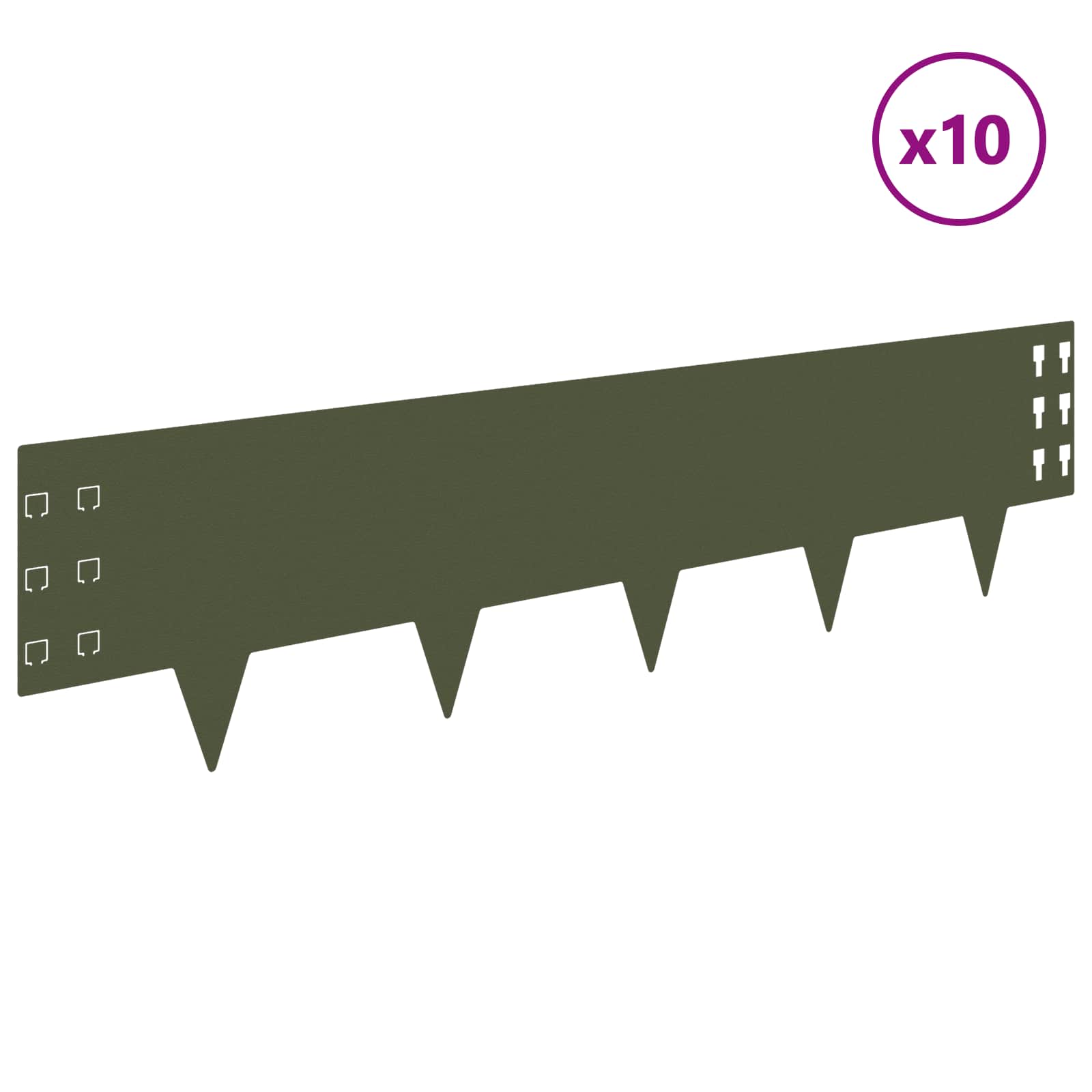 Raseneinfassung 10 pcs 100 x 12 cm Stahl Schwarz