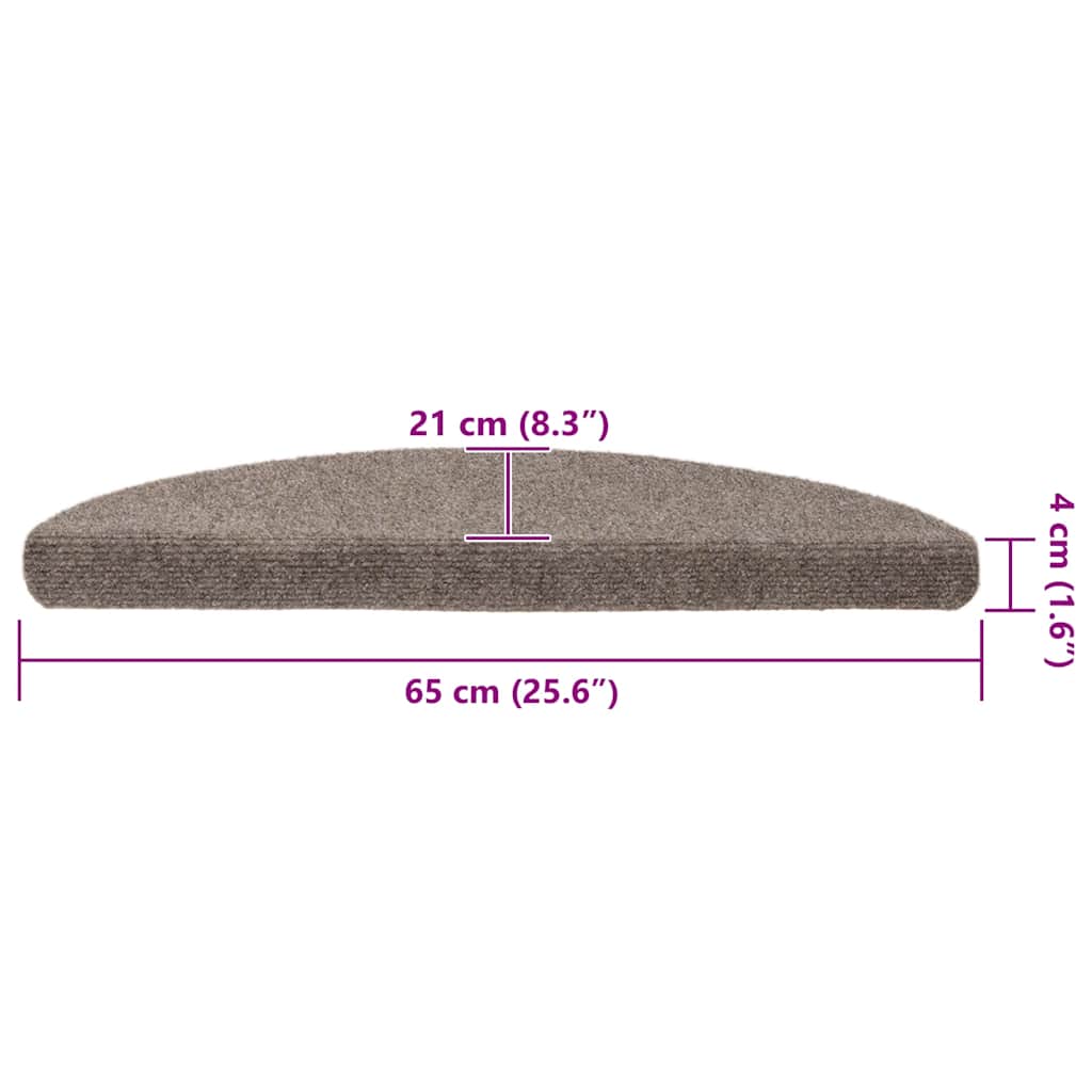 Stufenmatten Selbstklebend 15 Stk. 56x17x3 cm Hellbraun Halbrund