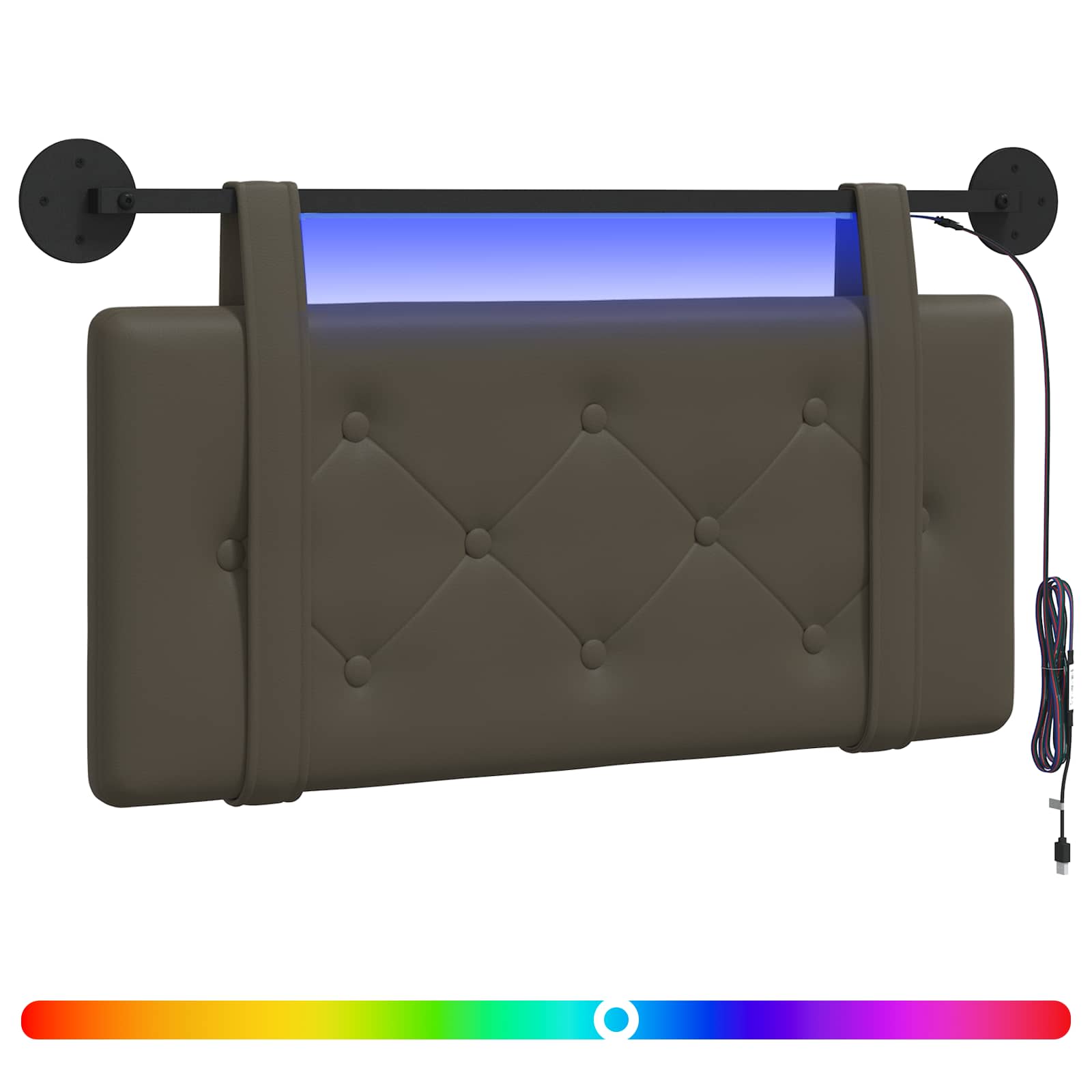 Hängendes Kopfteil Mit LED Licht Creme Kunstleder
