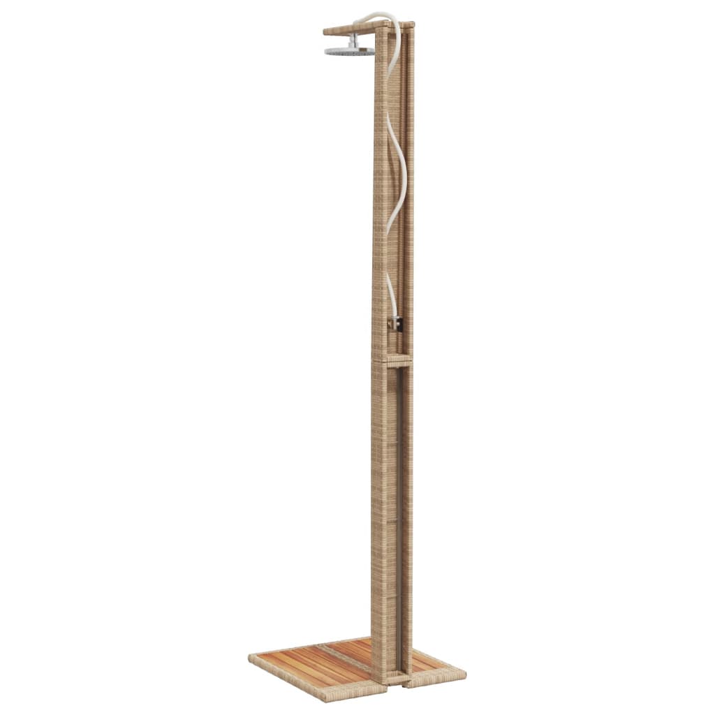Gartendusche Schwarz 50x55x224 cm Poly Rattan und Akazienholz