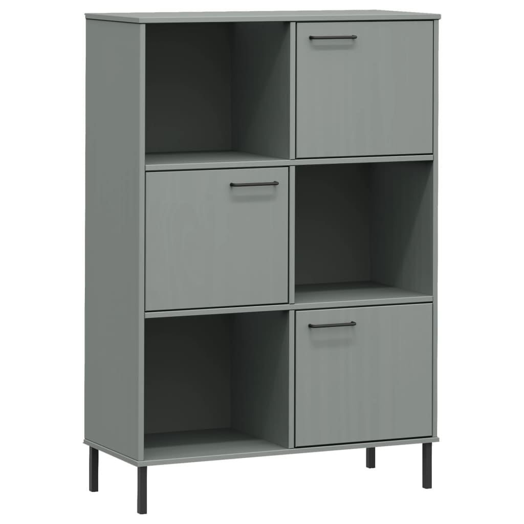 Bücherregal OSLO Metallbeine Braun 90x35x128,5 cm Massivholz
