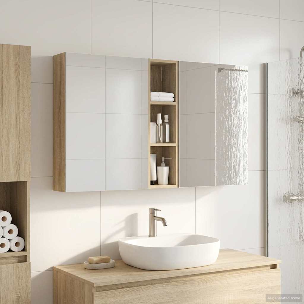 Badezimmerschrank-Set 3 pcs 80 x 10,5 x 50 cm Holzwerkstoff