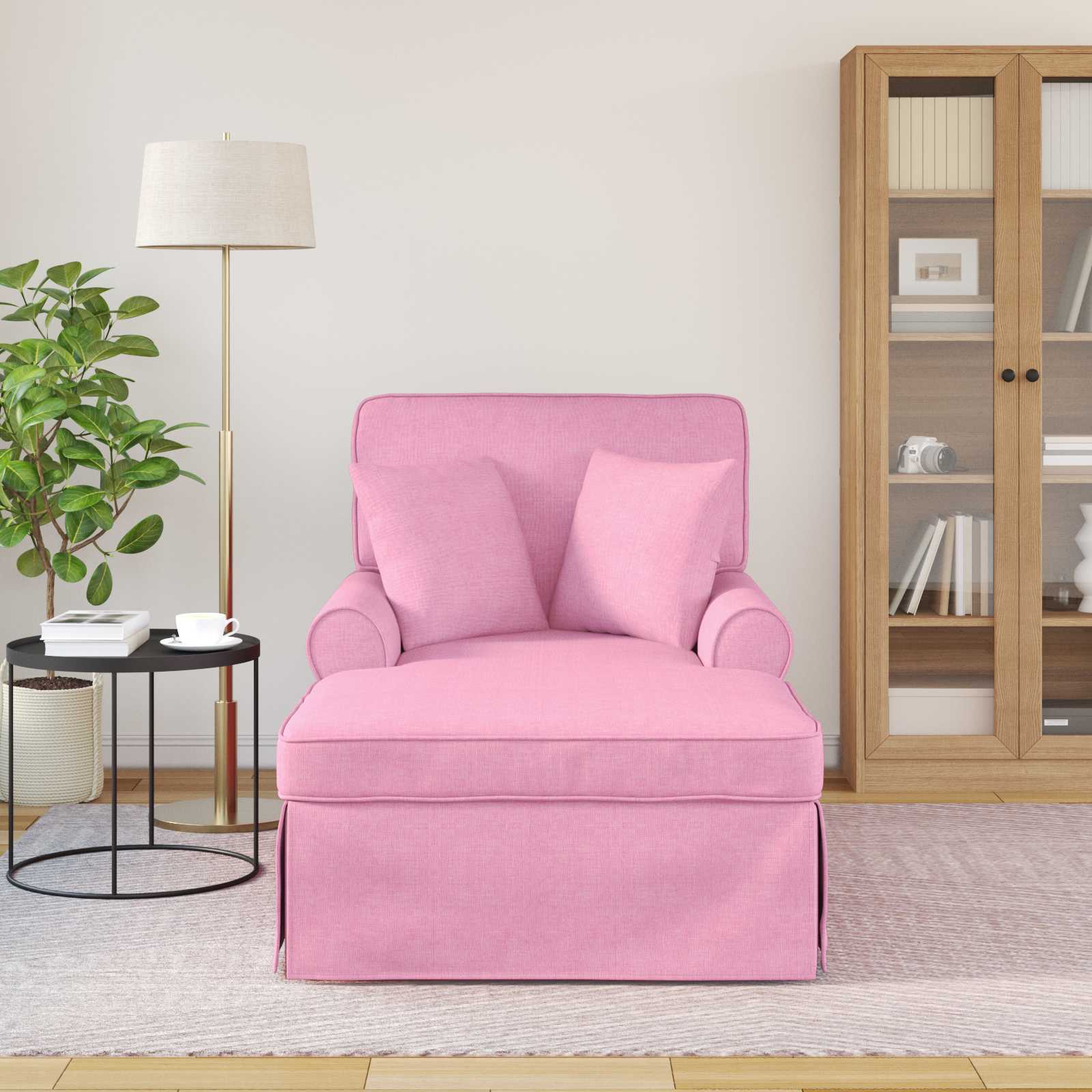 Chaise Lounge mit Rock mit Kissen 3 pcs Hellgrau Stoff