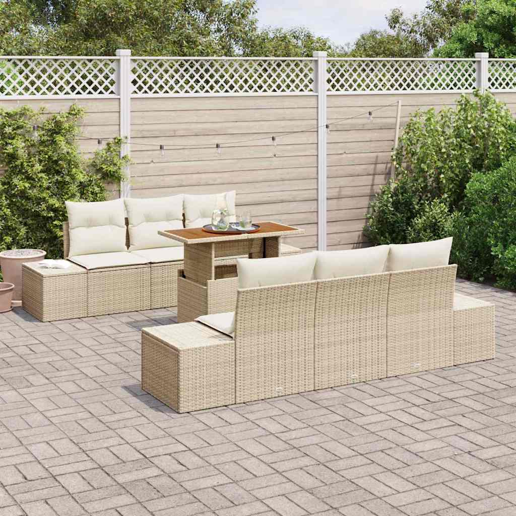 Garten Essgruppe mit Kissen 7 pcs Schwarz und Creme