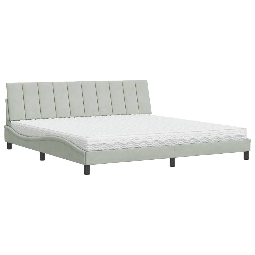 Bett mit Matratze "Hanko" Hellgrau 80x200 cm Samt