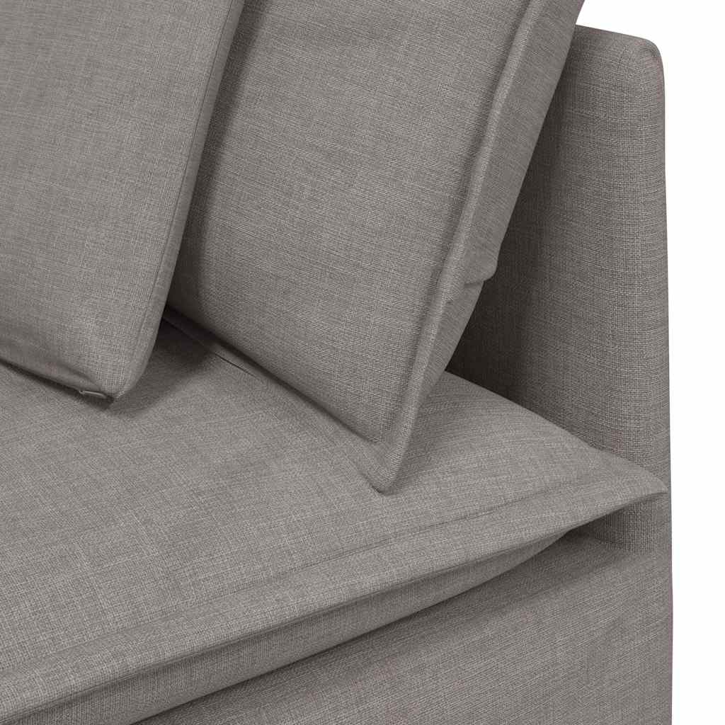 Modulares Sofa mit Fußhocker Kissen Stoff Hellgrau