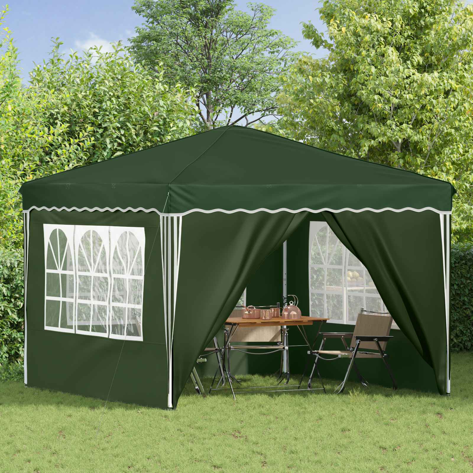 Pop-up Partyzelt 288 x 288 x 245 cm Creme Oxford-Stoff