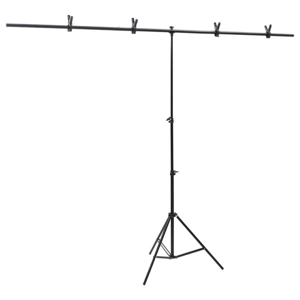 Hintergrundständer T-Form Schwarz 151x60x(70-200) cm