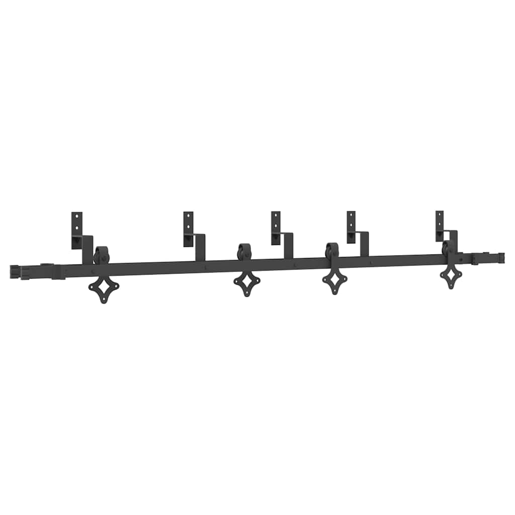 Schiebetürbeschlag-Set 152,5 cm Stahl Schwarz
