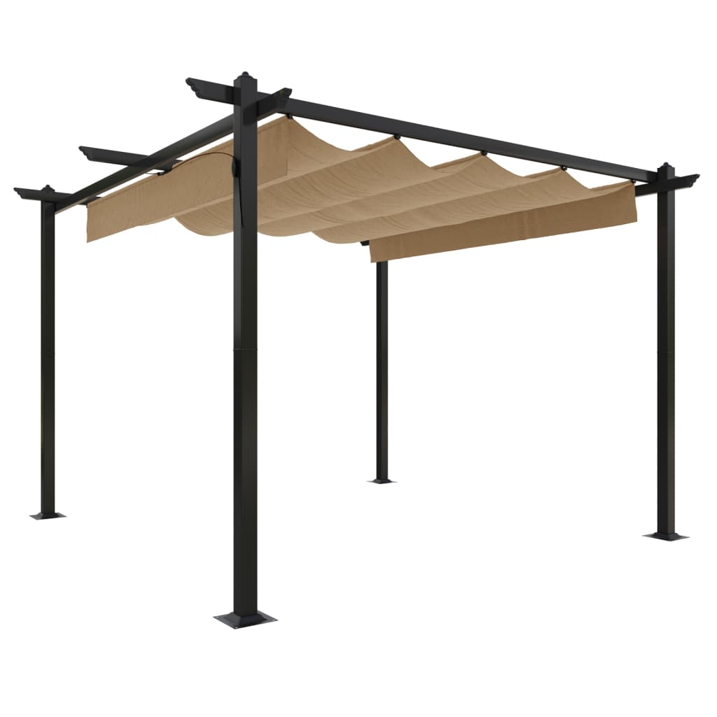 Pavillon mit Ausziehbarem Dach 3x3 m Creme