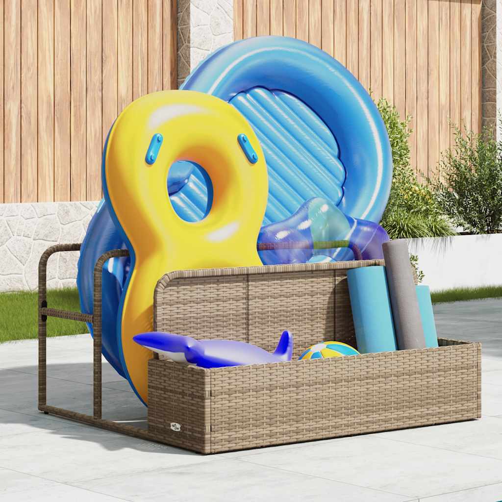 Pool Aufbewahrungsbehälter Schwarz 110x100x57 cm Poly Rattan