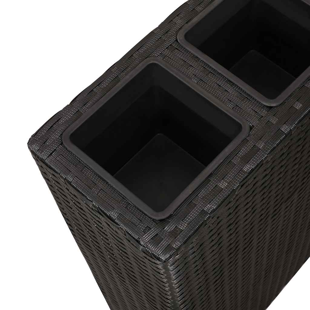 Garten-Hochbeet mit 4 Töpfen 2 Stk. Poly Rattan Grau