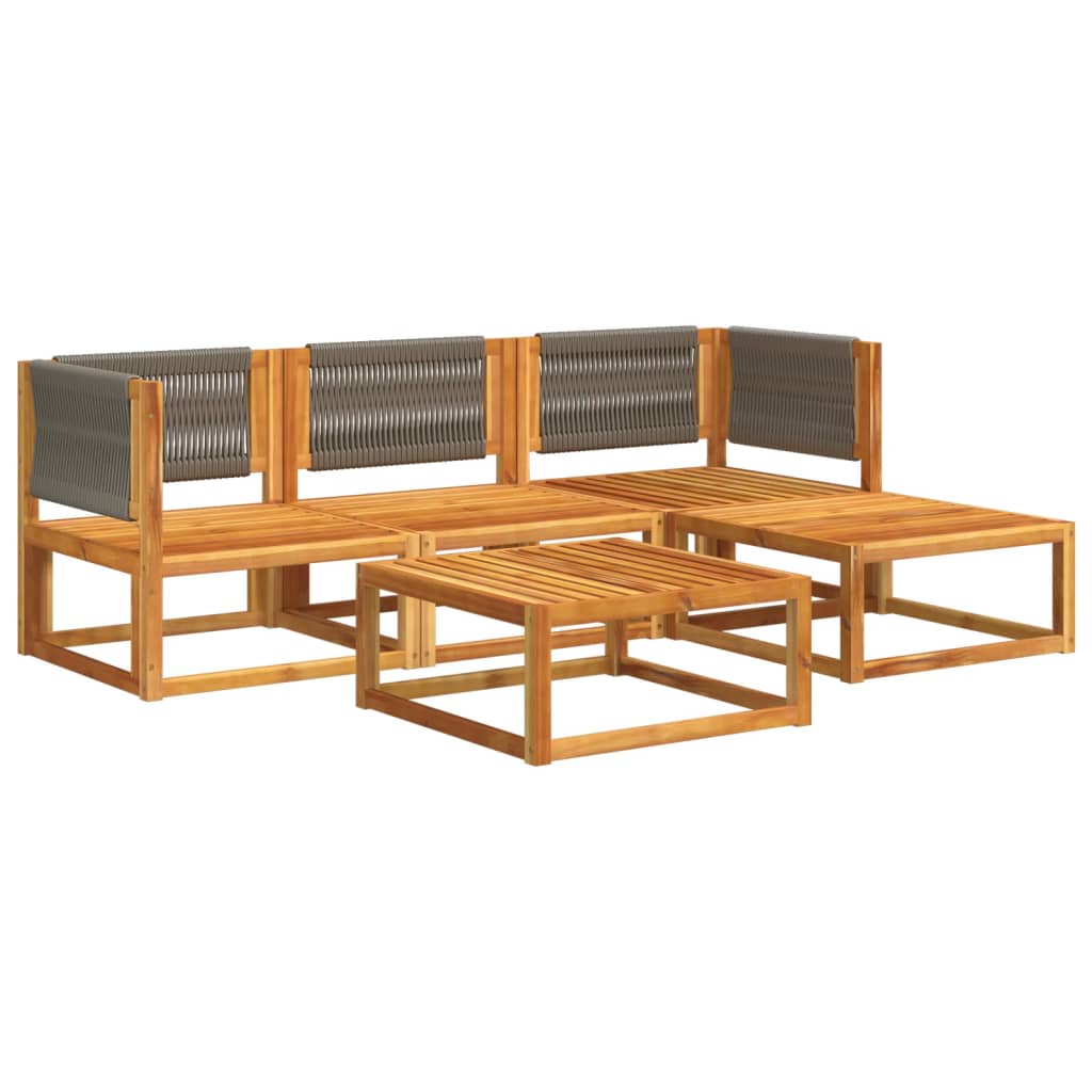 6-tlg. Gartensofa-Set mit Kissen Holz Akazie & Seil