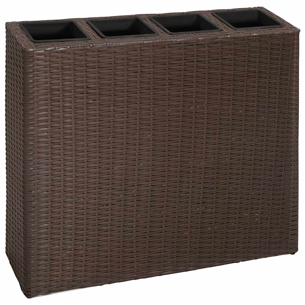 Garten-Hochbeet mit 4 Töpfen 2 Stk. Poly Rattan Grau