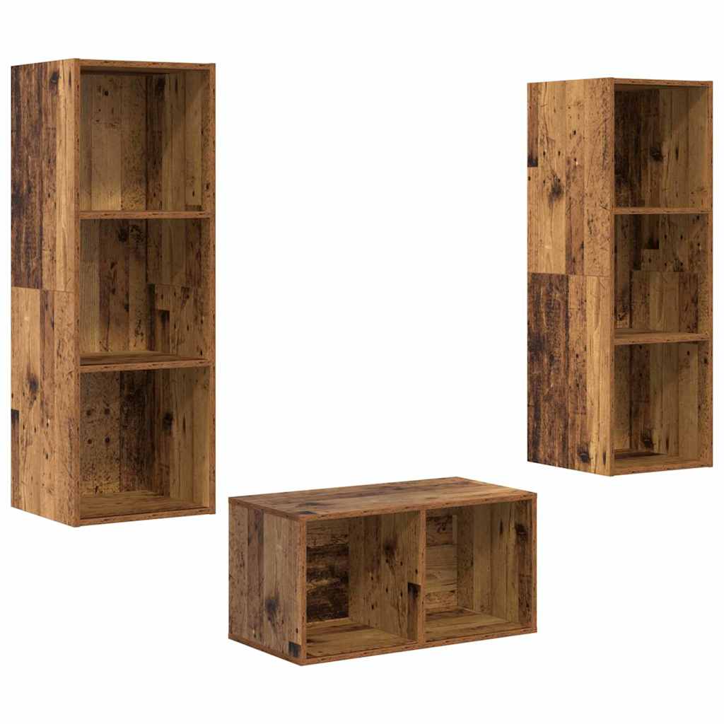 3-tlg. TV-Schrank-Set Weiß Holzwerkstoff