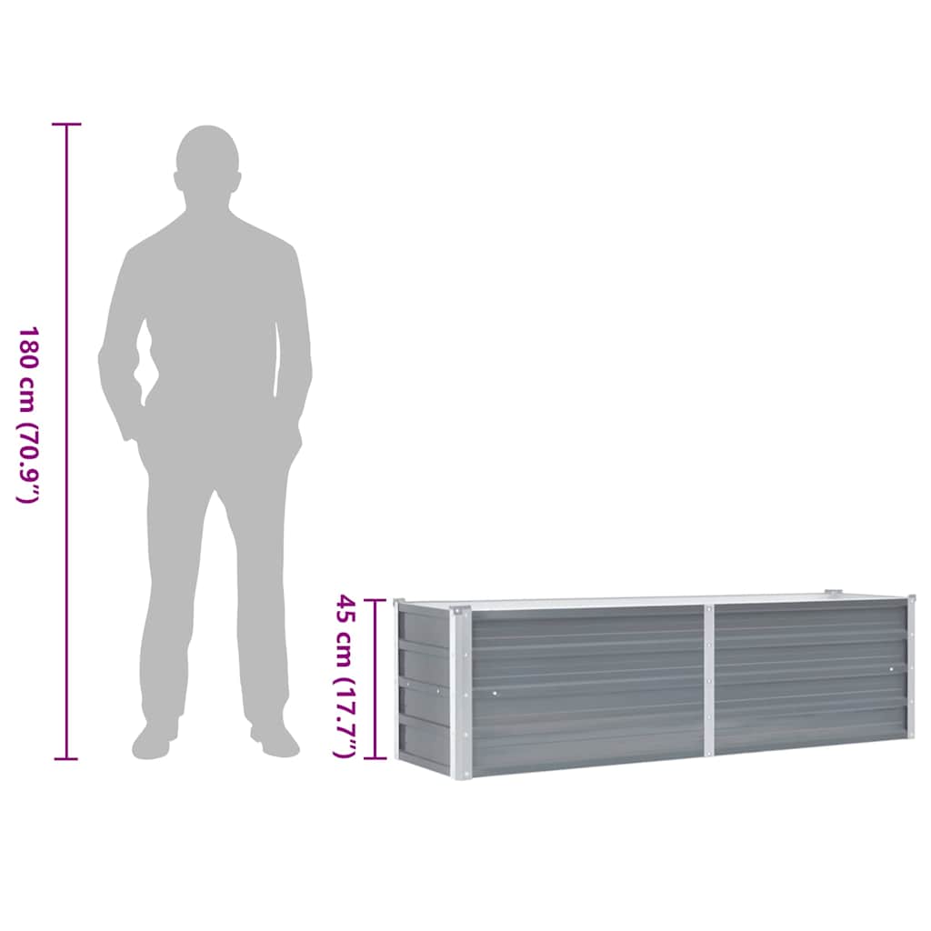 Hochbeet 160 x 80 x 77 cm Verzinkter Stahl Grau