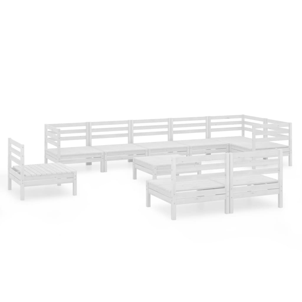 10-tlg. Garten-Lounge-Set Massivholz Kiefer