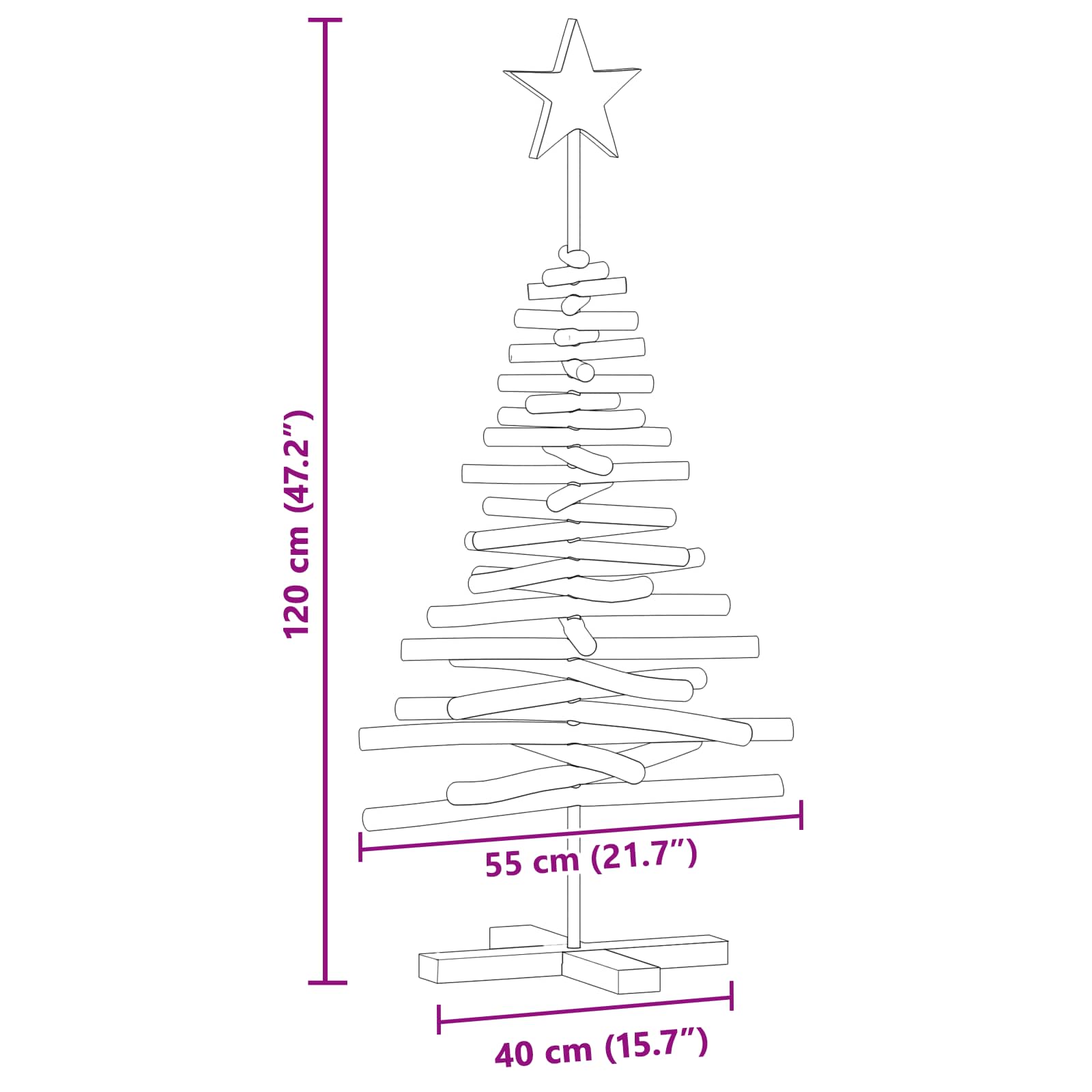 Weihnachtsbaum mit Ständer Braun 60 cm Massivholz Teak