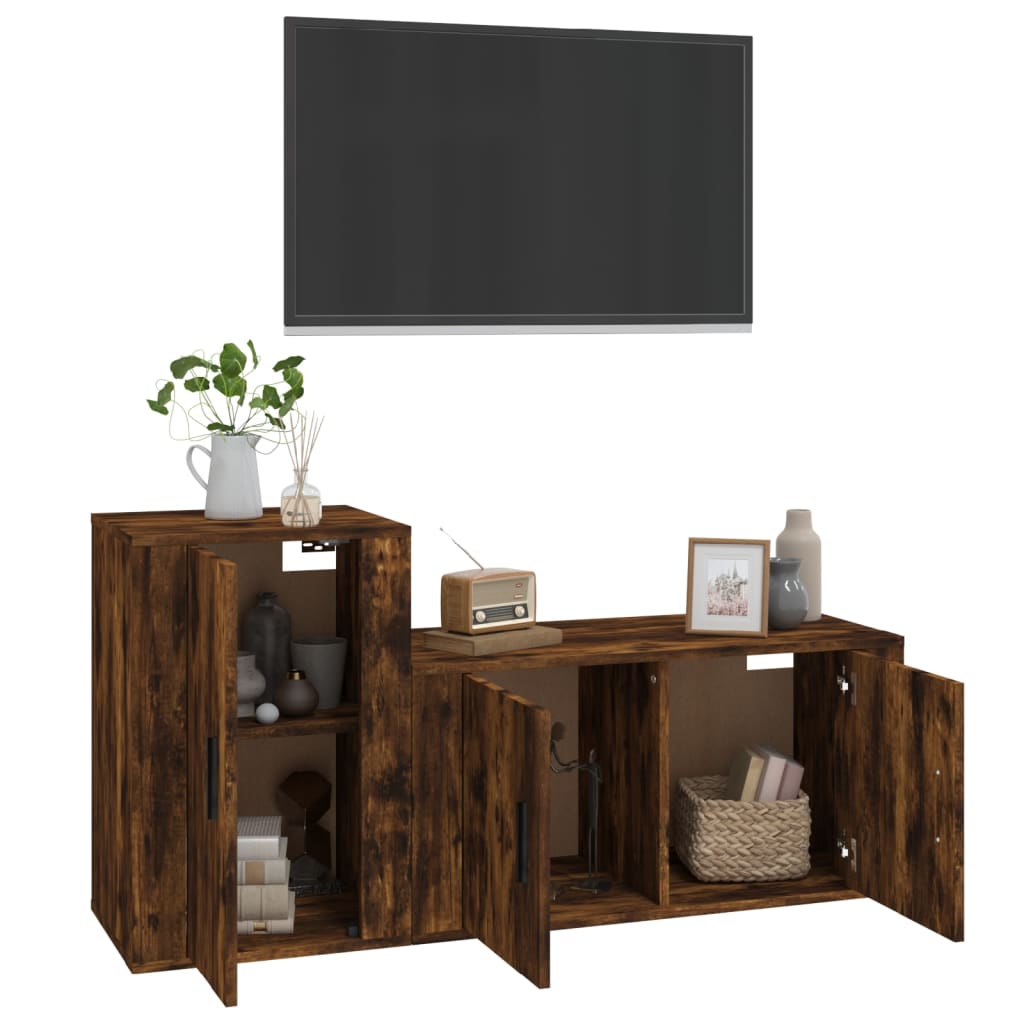 2-tlg. TV-Schrank-Set Hochglanz-Weiß Holzwerkstoff