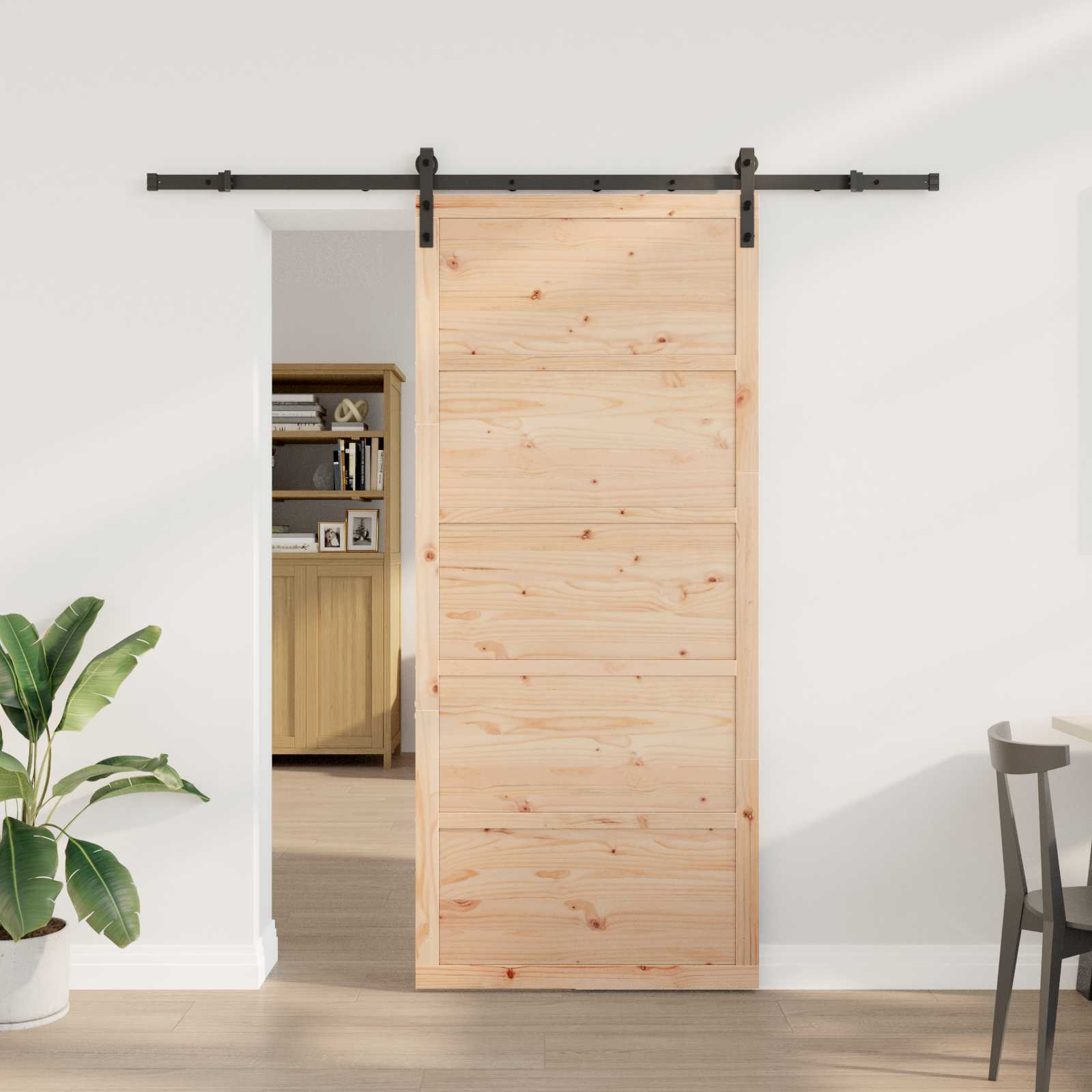 Schiebetür Natur 100 x 208 cm Massives Kiefernholz