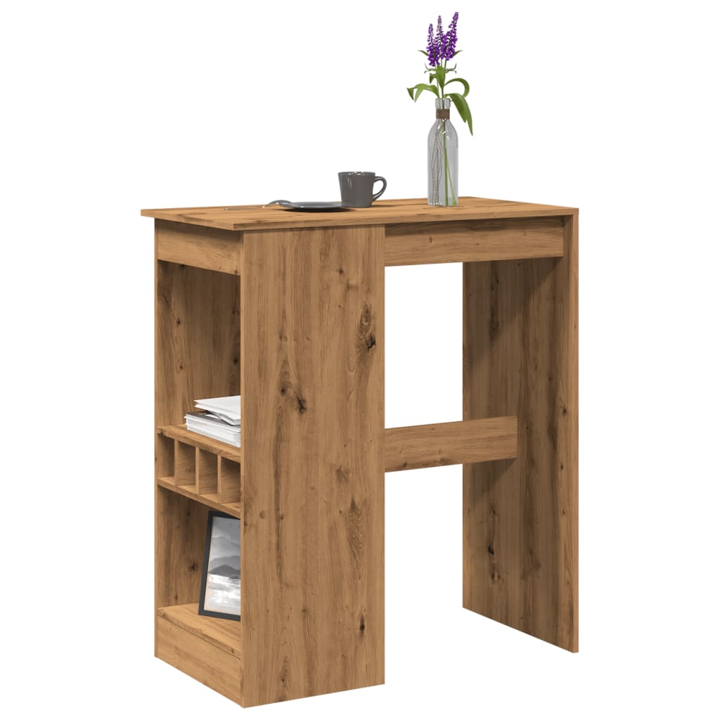 Bartisch mit Regal Schwarz Eichen-Optik 90 x 47,5 x 103,5 cm