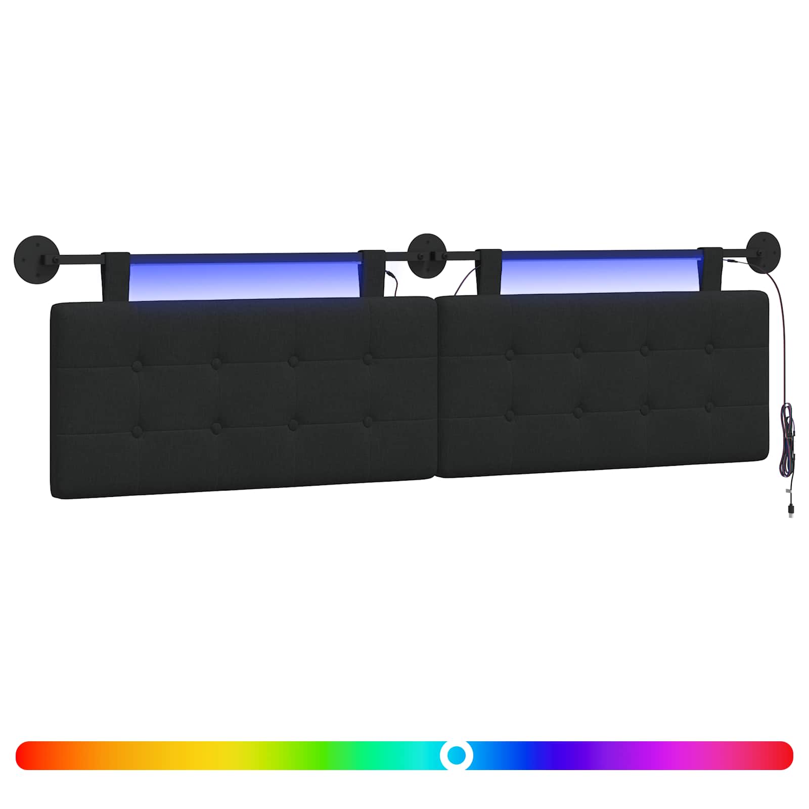 Hängendes Kopfteil Mit LED Licht Wolkengrau Stoff