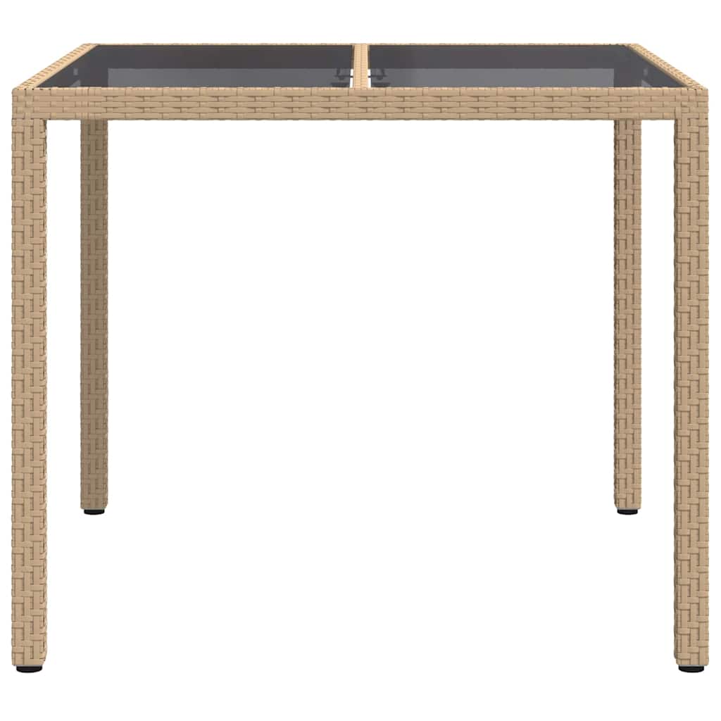 Gartentisch 150x90x75 cm Hartglas und Poly Rattan Grau