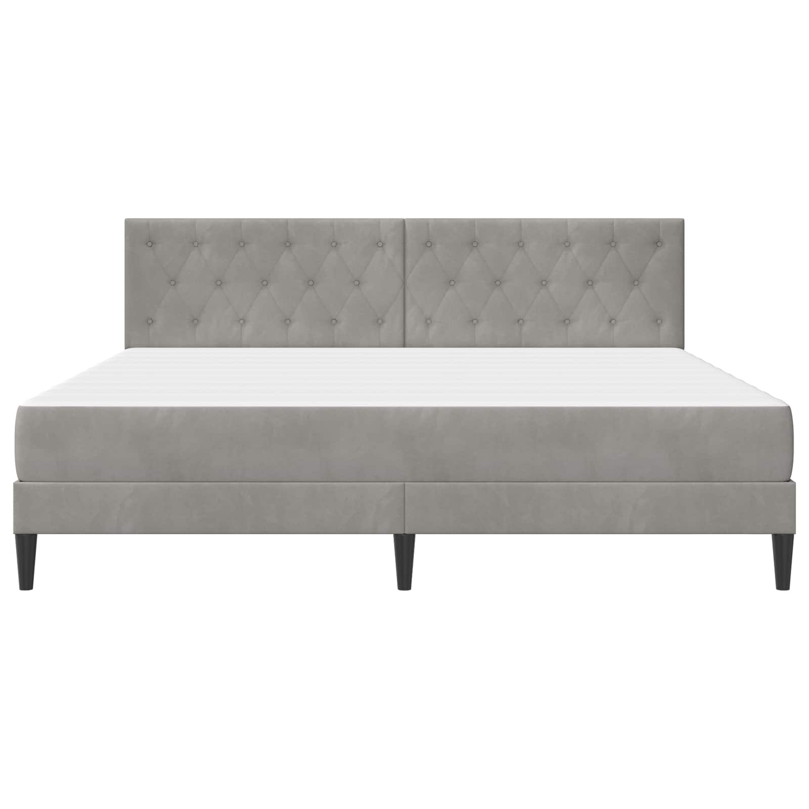 Bettgestell mit Matratze mit Kopfteil Hellgrau 80 x 200 cm Samt
