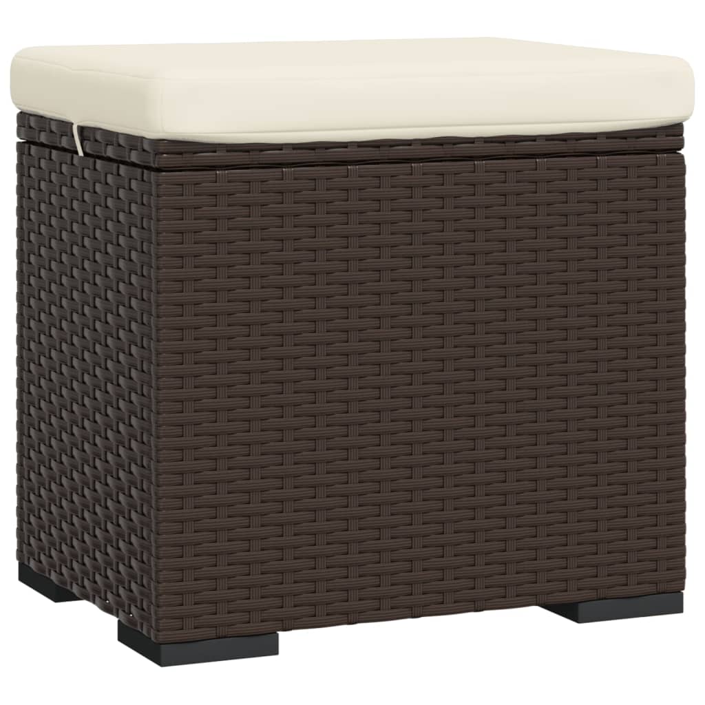 Hocker mit Kissen Schwarz 40x30x40 cm Poly Rattan
