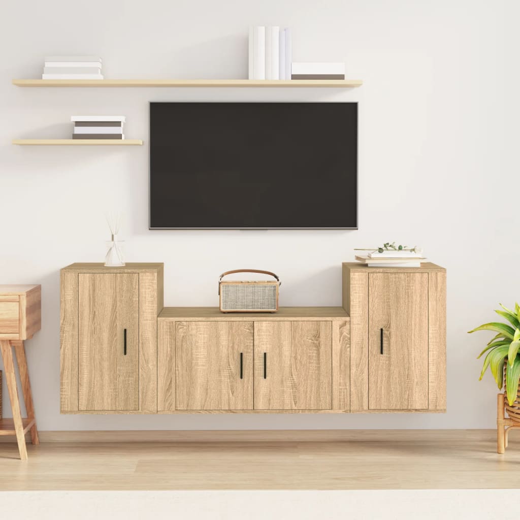 3-tlg. TV-Schrank-Set Weiß Holzwerkstoff