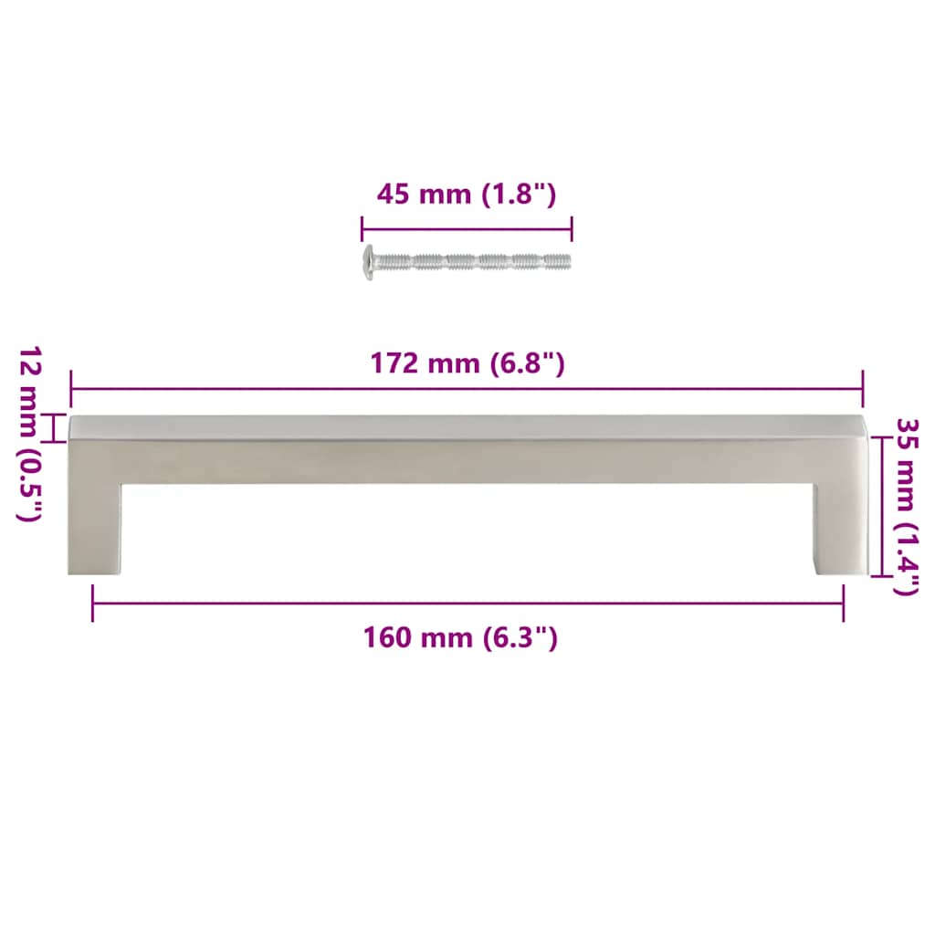 Möbelgriffe 10 Stk. Silbern 64 mm Edelstahl