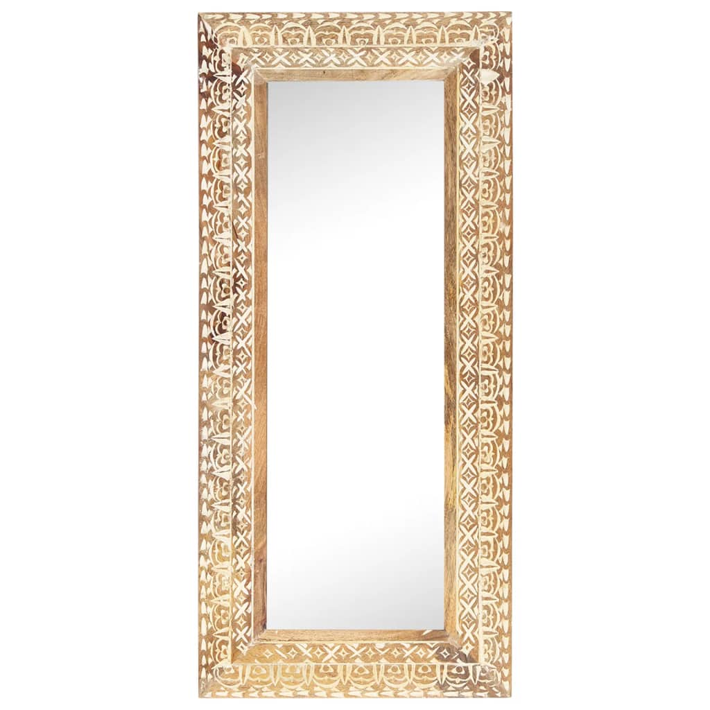 Spiegel Handgeschnitzt 50x50x2,6 cm Massivholz Mango