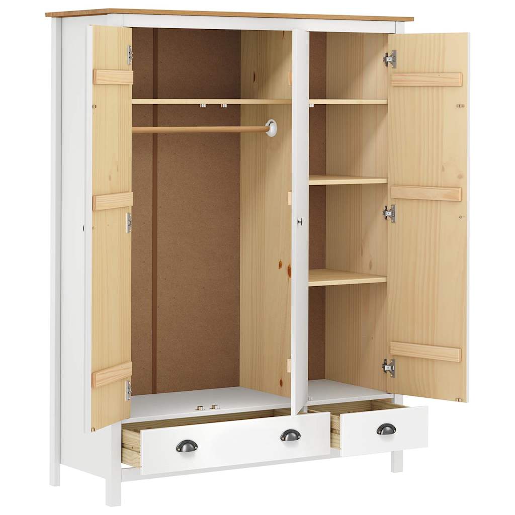 Kleiderschrank mit 3 Türen Hill 127x50x170cm Massivholz Kiefer