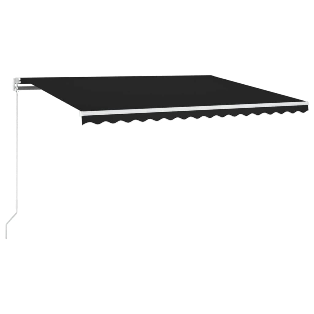 Markise Manuell Einziehbar mit LED 300x250 cm Blau und Weiß