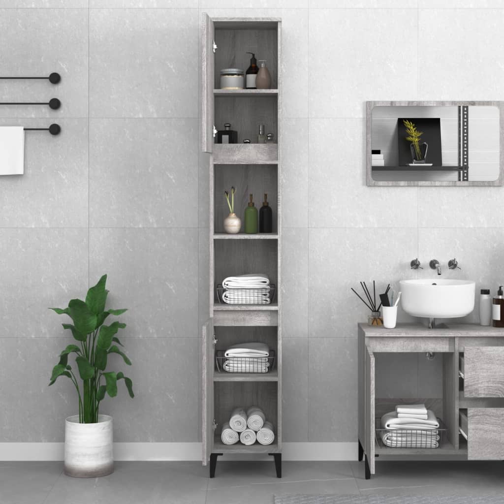 Badschrank Weiß 30x30x190 cm Holzwerkstoff