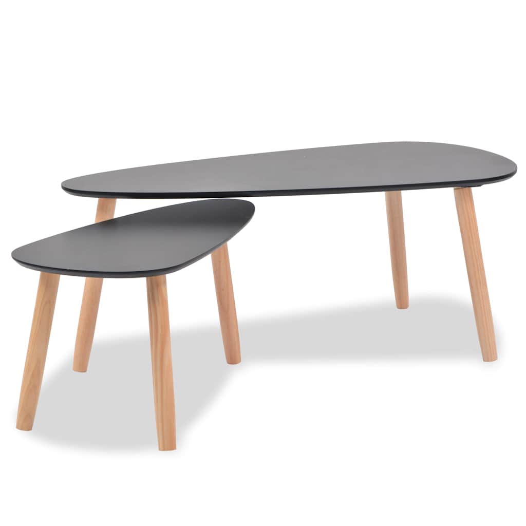 2-tlg. Couchtisch-Set Massivholz Kiefer Weiß