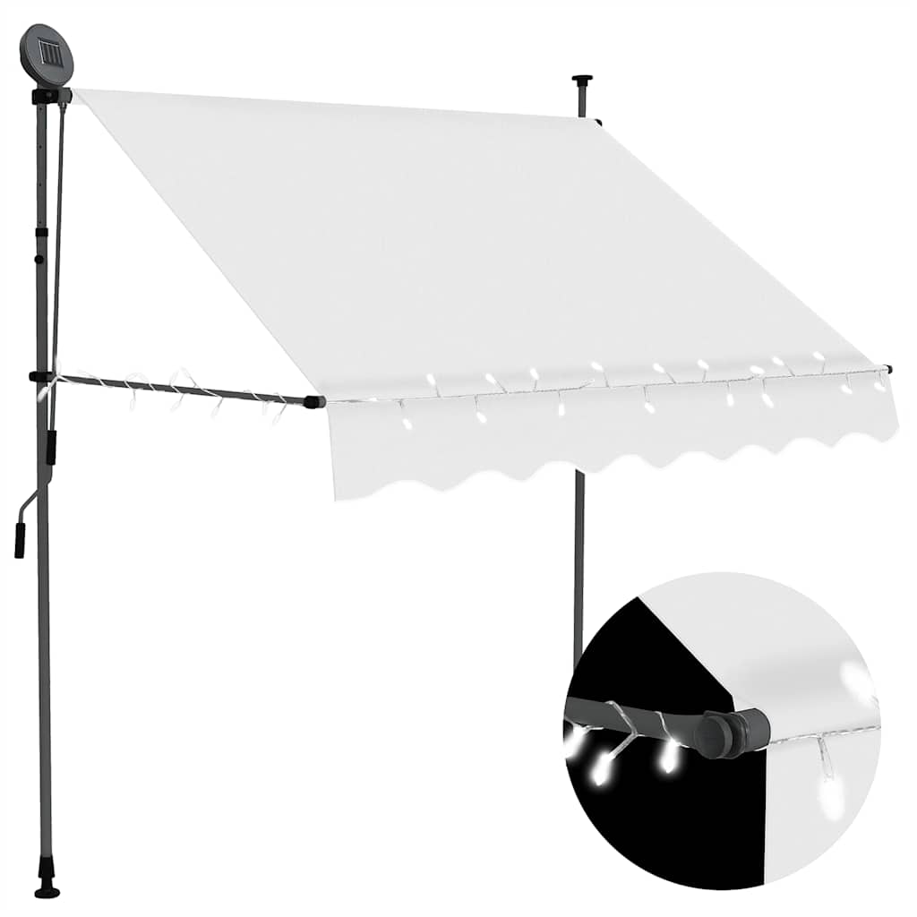 Einziehbare Markise Handbetrieben mit LED 100 cm Blau und Weiß
