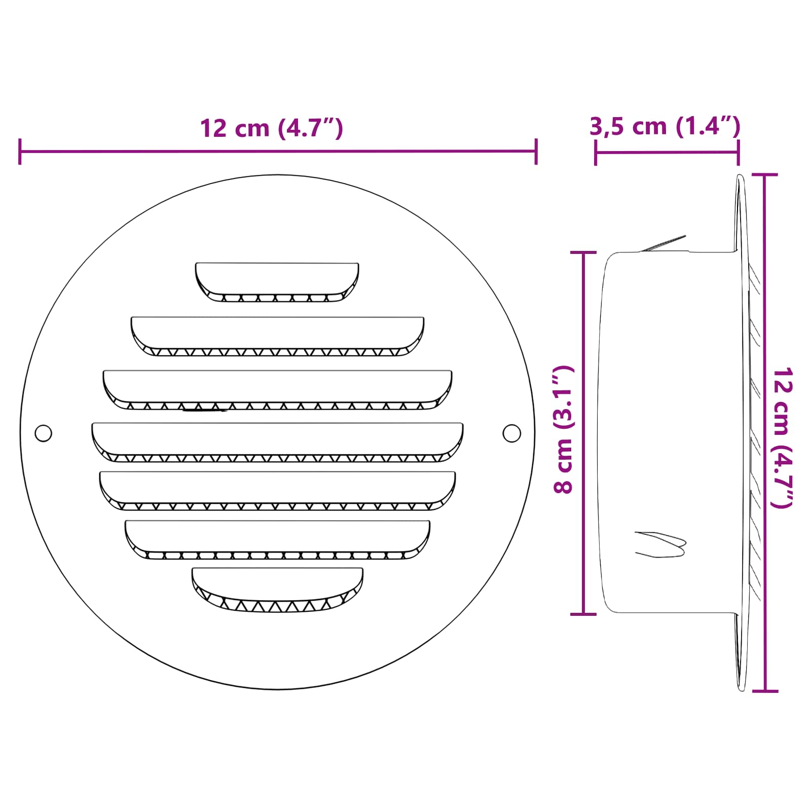 Lüftungsgitter 4 pcs Silber 80 mm Edelstahl