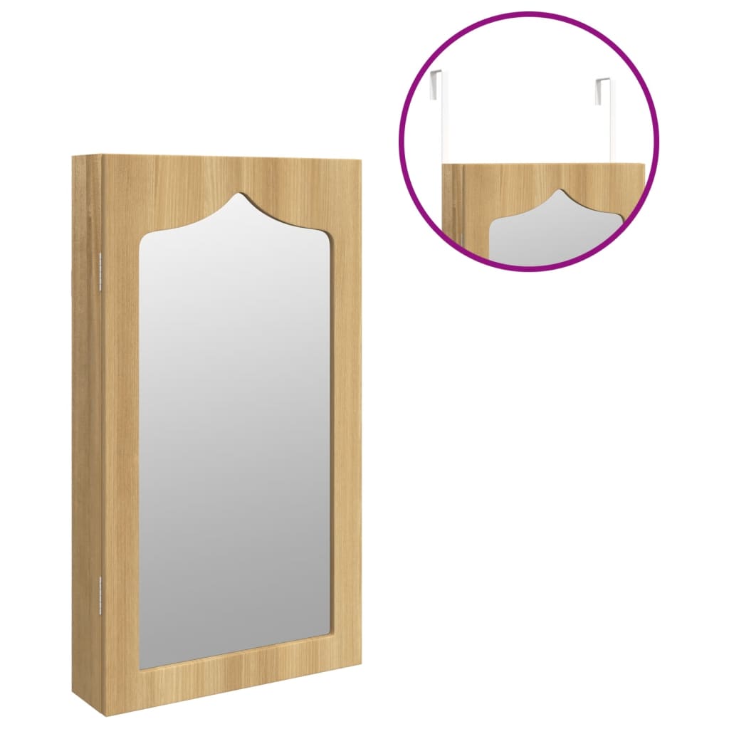 Schmuckschrank mit Spiegel Wandmontage Weiß 37,5x10x106 cm