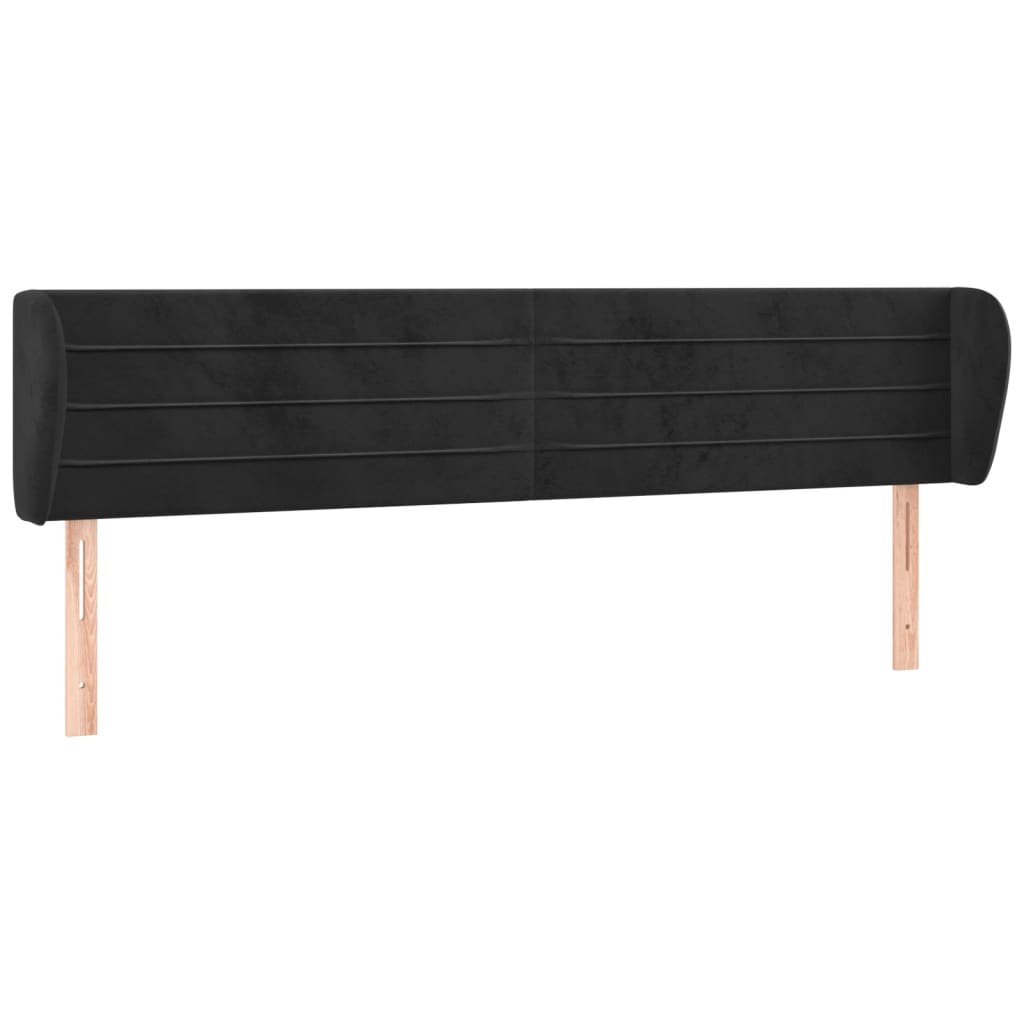 Kopfteil mit Ohren Dunkelblau 203x23x118/128 cm Samt