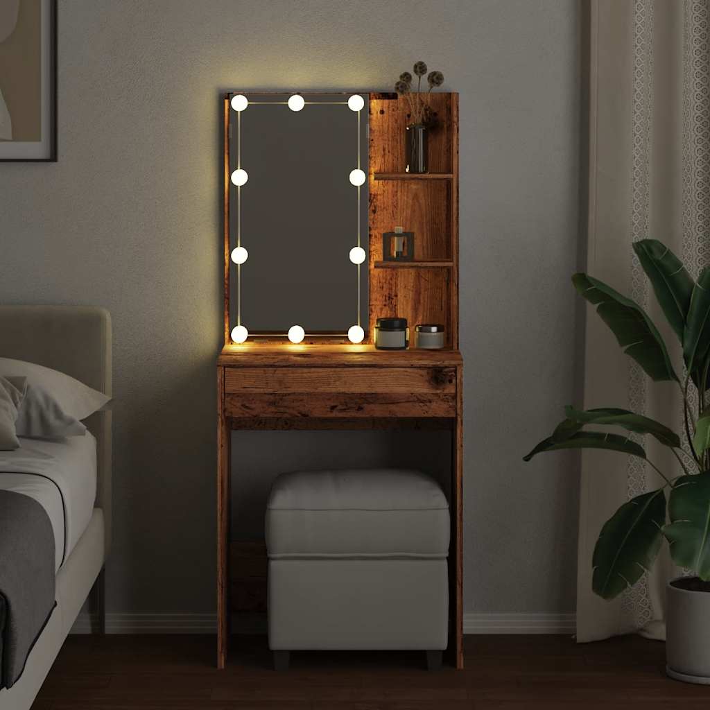 Schminktisch mit LED Weiß 60x40x140 cm