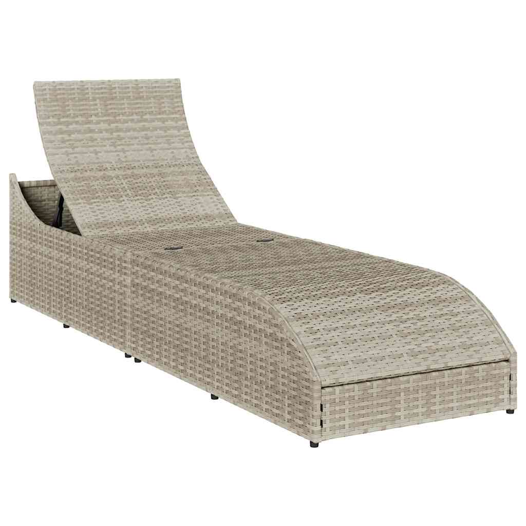 Klappliege mit Auflage und Stauraum Schwarz Poly-Rattan